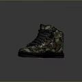 Stylish High Top Shoes With Camouflage Pattern Gray Laces And Black Sole