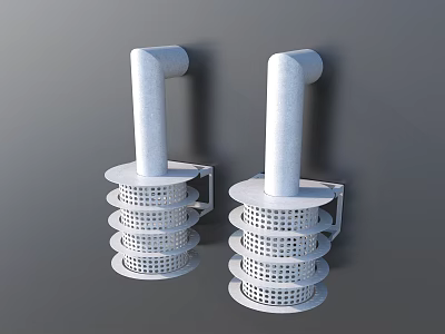 White Metal Air Conditioner Vents With Cylindrical Design And Multi Layer Grilles 3d model