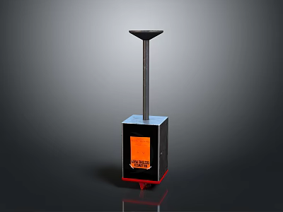 Black Square Base Industrial Equipment With Orange Glowing Element And Conical Top 3d model