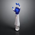 Modern Robotic Mechanical Arm With Blue Hand And White Limb Components
