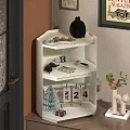 Decorative Ornament Set With Rabbit Figurine Olives Sunglasses And Number Tags On Multi Tiered Shelf