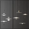Modern Geometric Pendant Lights Hanging With White Shades On Dark Background