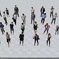 Diverse Crowd of People Standing and Walking on Open White Surface