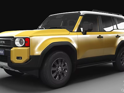 Yellow Off Road SUV With Rugged Design Front Grille Black Wheel Arches And Rims 3d model