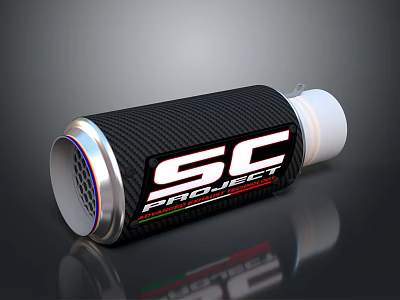 SC Project Carbon Fiber Motorcycle Exhaust With Stainless Steel Tip 3d model