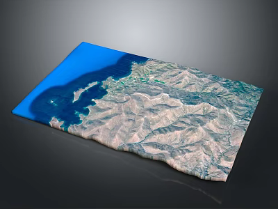 Detailed Scenic Landscape with Blue Water and Mountainous Terrain Topographic View 3d model