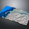 Detailed Scenic Landscape with Blue Water and Mountainous Terrain Topographic View