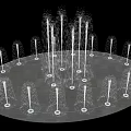 Modern Circular Fountain Design With Multiple Water Jets And Paved Ground Surface 3d model
