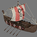 Viking Boat Retro Boat 3d model