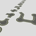 Urban Road Intersection With Green Belts Lane Markings And Asphalt Pavement