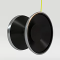 Modern Black Yoyo With Yellow String And Metallic Circular Design 3d model