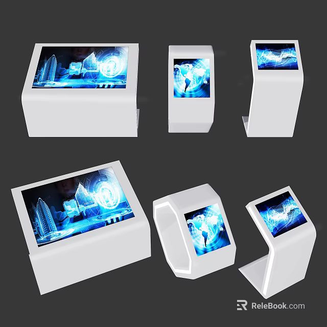 Public Facilities Interactive Information Kiosks With Digital Screens And Modern Design 3d model