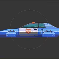 Blue And White Building Block Police Car With Toy Police Lights And Decals