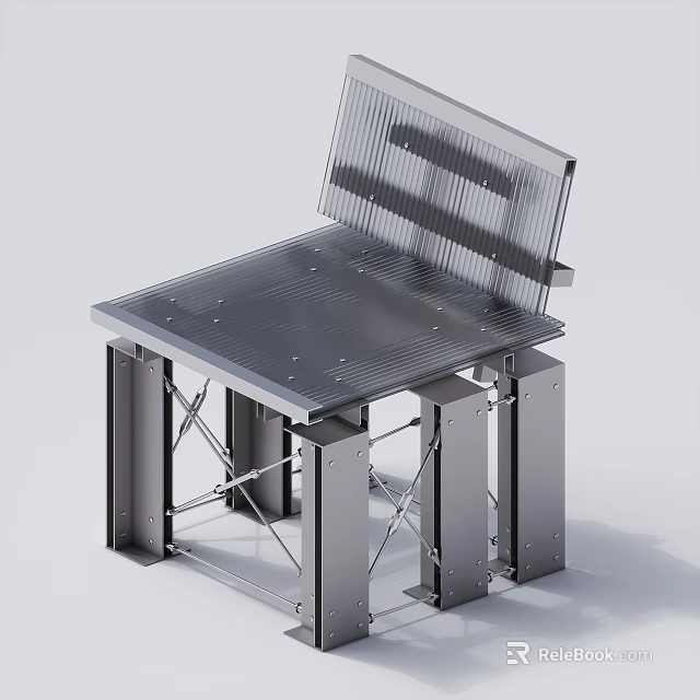 Modern Leisure Chair Featuring Metal Frame Striped Backrest And Sturdy Design 3d model 
