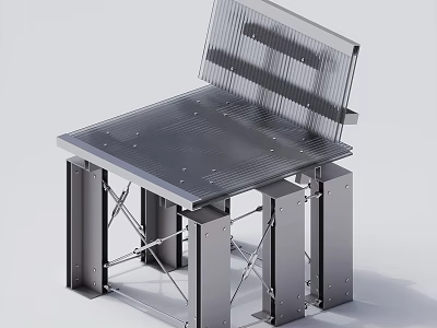Modern Leisure Chair Featuring Metal Frame Striped Backrest And Sturdy Design 3d model