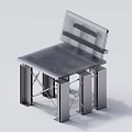 Modern Leisure Chair Featuring Metal Frame Striped Backrest And Sturdy Design