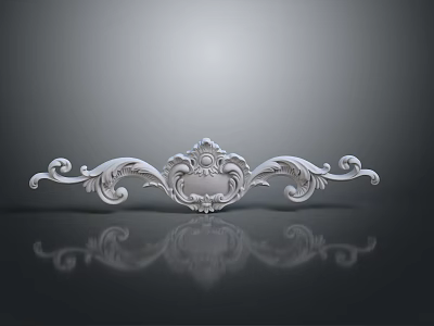 Elegant Carved Decorative Component With Intricate Scroll Patterns And Symmetrical Design 3d model
