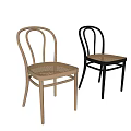 Modern Leisure Chairs With Black And Light Wood Curved Backrest And Wicker Seat