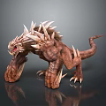 3D Rendered Ferocious Brown Monster Character With Sharp Spikes And Clawed Limbs