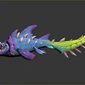Colorful Fantasy Fish Toy With Vibrant Spikes Multicolored Scales And Sharp Teeth