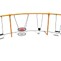 Outdoor Playground Swing Set With Orange Frame Multiple Swings And Seats For Kids