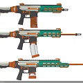 Colorful Toy Rifles With Orange Green White And Black Design And Different Styles
