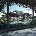 Traditional Chinese Garden Landscape Featuring Pond Lotus Flowers And Classic Architecture