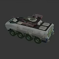 Modern Wheeled Gray Tank 3D Model With Turret And Armor Plates