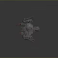 Detailed Mechanical Creature Resembling Spider With Cannons And Red Leg Parts