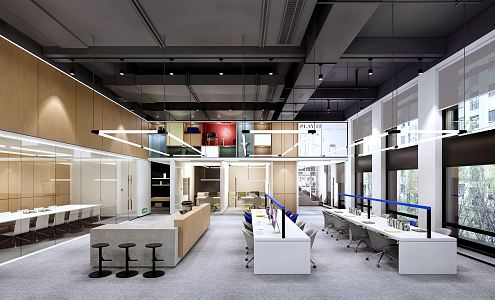 Modern public office area 3d model