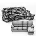 Beige Multi Seat Sectional Sofa With Comfortable Cushions And Modern Design 3d model