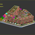 Modern Square Building Design With Inner Courtyard Green Roof Grid Windows And Surrounding Trees