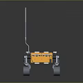 Orange Lunar Rover With Solar Panels Wheels And Antenna For Space Exploration