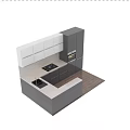 Modern Black And White Kitchen Interior With Island Counter Oven And Cabinets