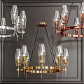 Modern Circular Chandeliers With Glass Lampshades And Metal Frames In Gold Copper Silver
