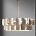 Elegant Modern White Chandelier With Circular Layered Shades And Warm Glow