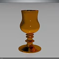 Orange Shiny Glass Cup With Decorative Layered Base For Household Daily Use