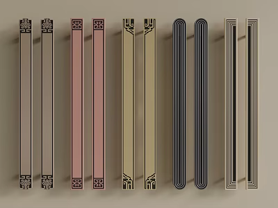 Stylish Door Handles With Various Colors And Different Designs For Home Interior 3d model