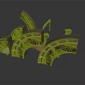 Traditional Architectural Arch Structures With Wooden Carved Details And Decorative Models
