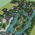 Traditional Chinese Garden Landscape With Pond Pavilions Stone Bridges And Lush Trees