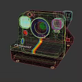 Polaroid Black Instant Camera With Rainbow Stripe Front Lens And Flash 3d model