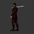 Male Warrior Character In Medieval Armor Holding Dagger And Detailed 3D Model Design