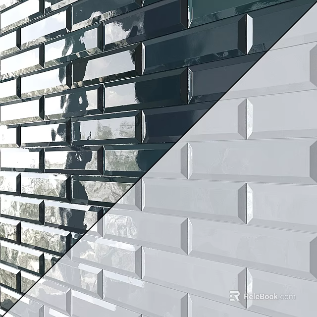 Modern Building Components Featuring Black And White Glossy Brick Wall Structures 3d model 