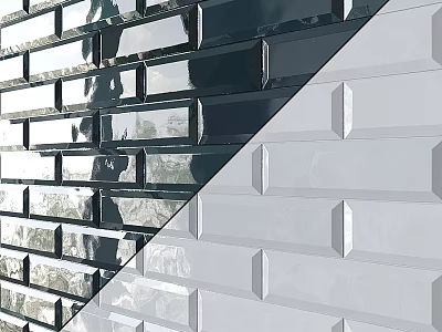 Modern Building Components Featuring Black And White Glossy Brick Wall Structures 3d model