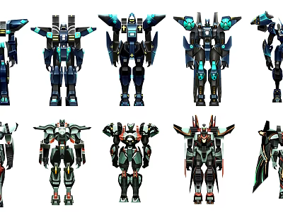 Smart Machines With Various Mechanical Designs And Colorful Armor Structures 3d model