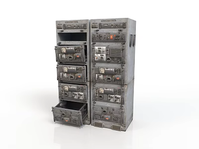 Multi Tiered Industrial Equipment With Heavy Duty Metal Frame Control Panels And Drawers 3d model