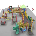 Colorful Outdoor Playground Equipment With Slides Climbing Frames Safety Fencing And Canopy