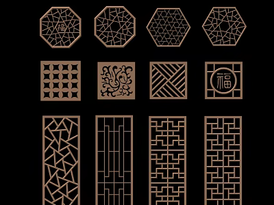 Stylish Partition Screens With Diverse Geometric Patterns Traditional Motifs And Shapes 3d model