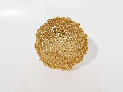 Golden Netted Spherical Decorative Ornament Set with Intricate Design for Home Decor 3d model