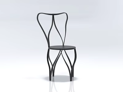 Modern Single Chair With Curved Frame Design And Sleek Black Finish 3d model